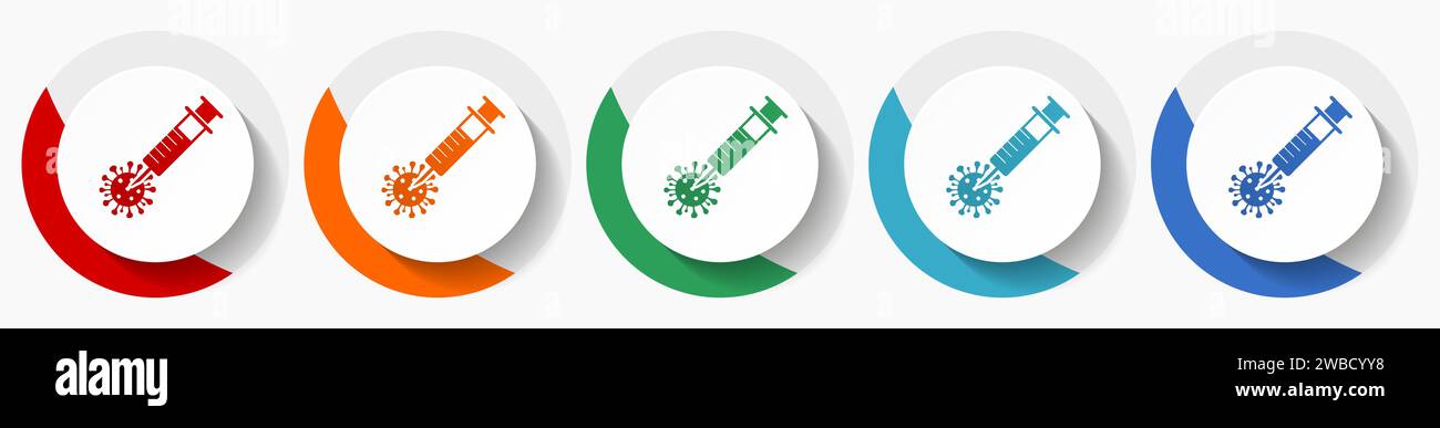 Vaccine, injection, syringe symbol vector icon set, flat icons for logo ...