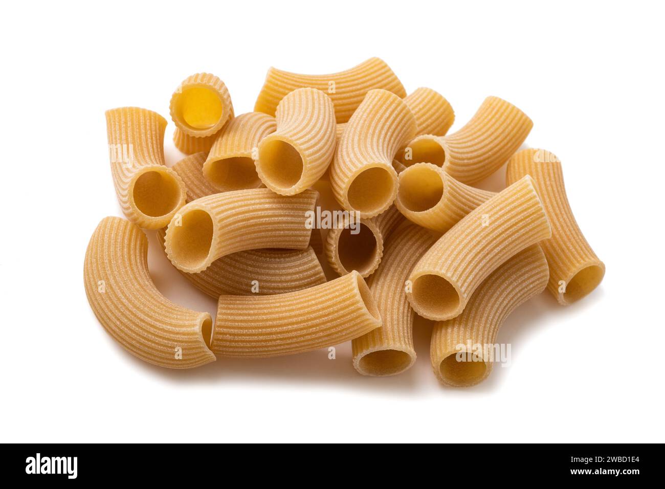 Rigatoni pasta isolated on white background Stock Photo