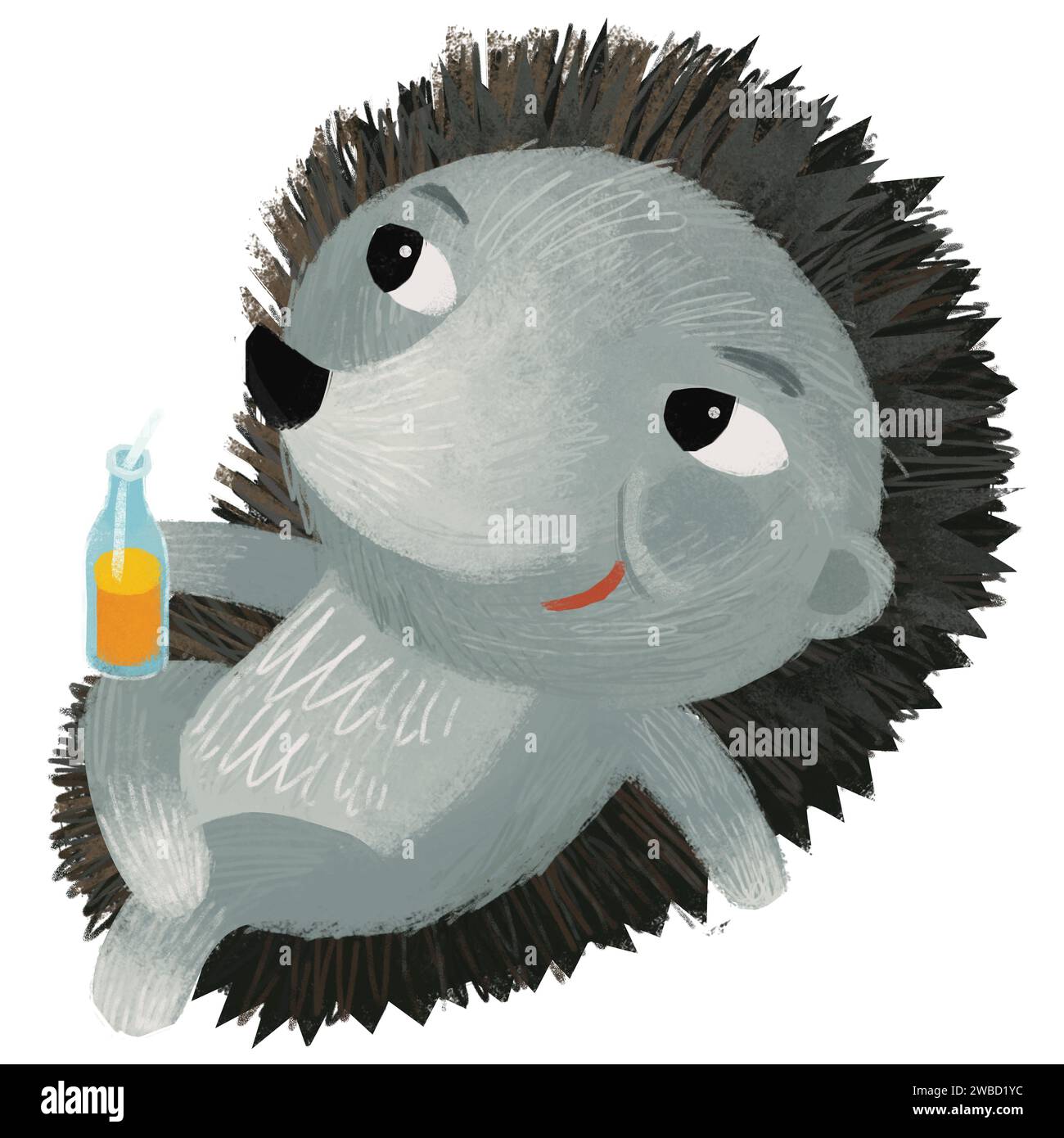 cartoon australian scene with happy and funny echidna hedgehog isolated illustration for kids Stock Photo