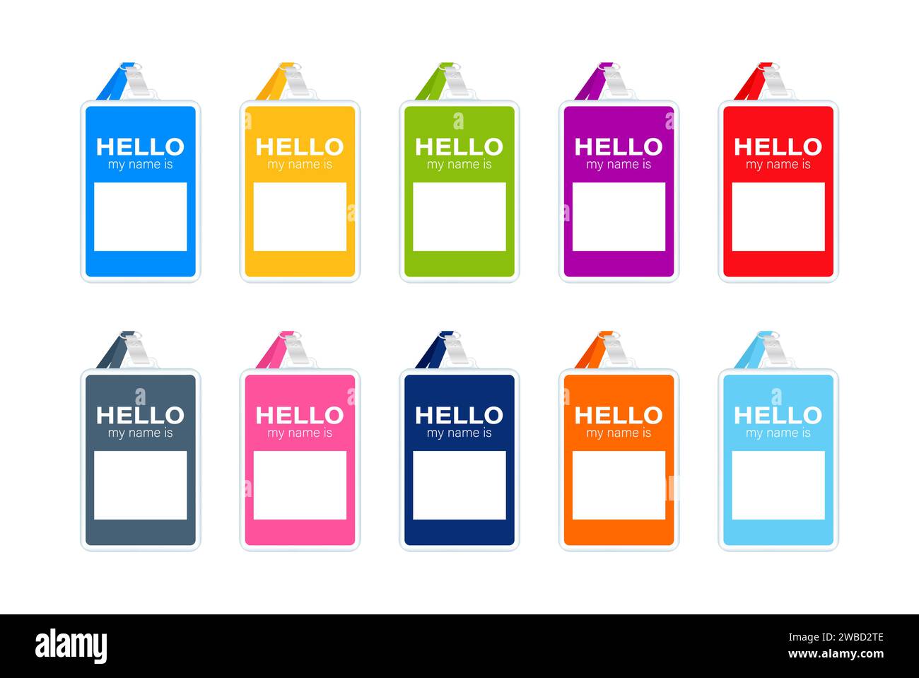 Set of Blank Colorful Name Badge Tags Vector Illustration for Corporate