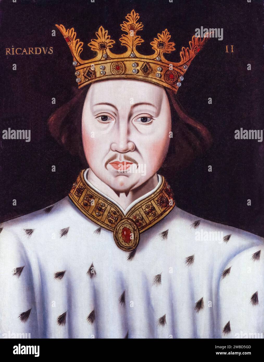 King Richard II of England (1367-1400), Reigned (1377-1399), portrait painting in oil on panel by unknown artist, 1500-1599 Stock Photo