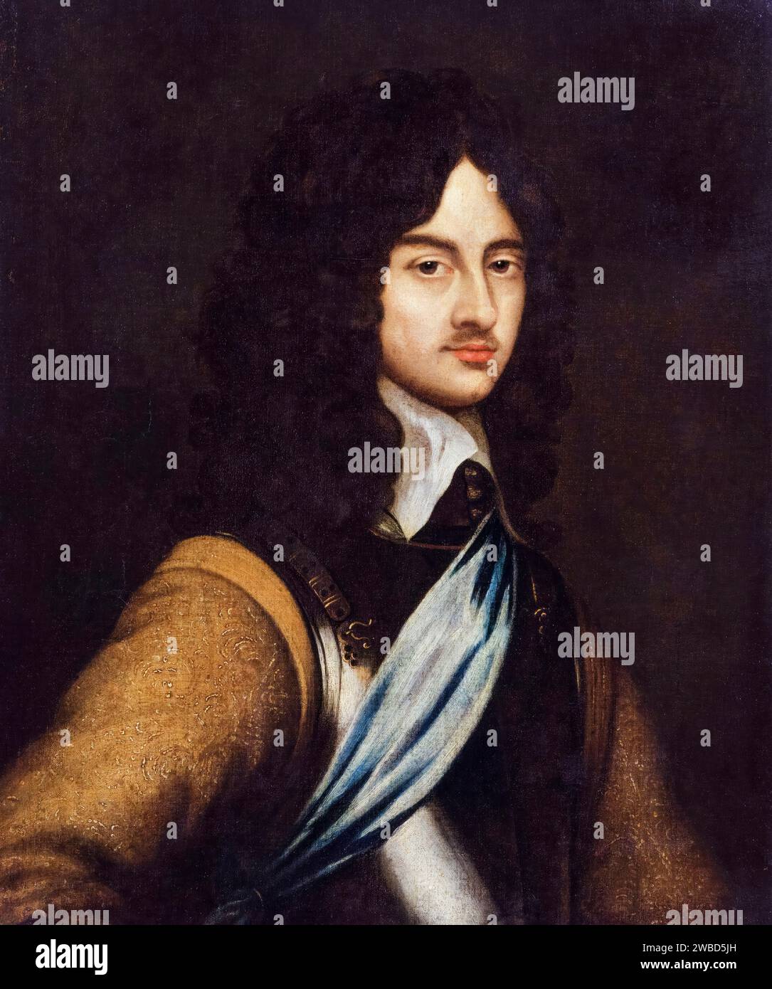 King Charles II of England (1630-1685), portrait painting in oil on canvas after Adriaen Hanneman, before 1699 Stock Photo