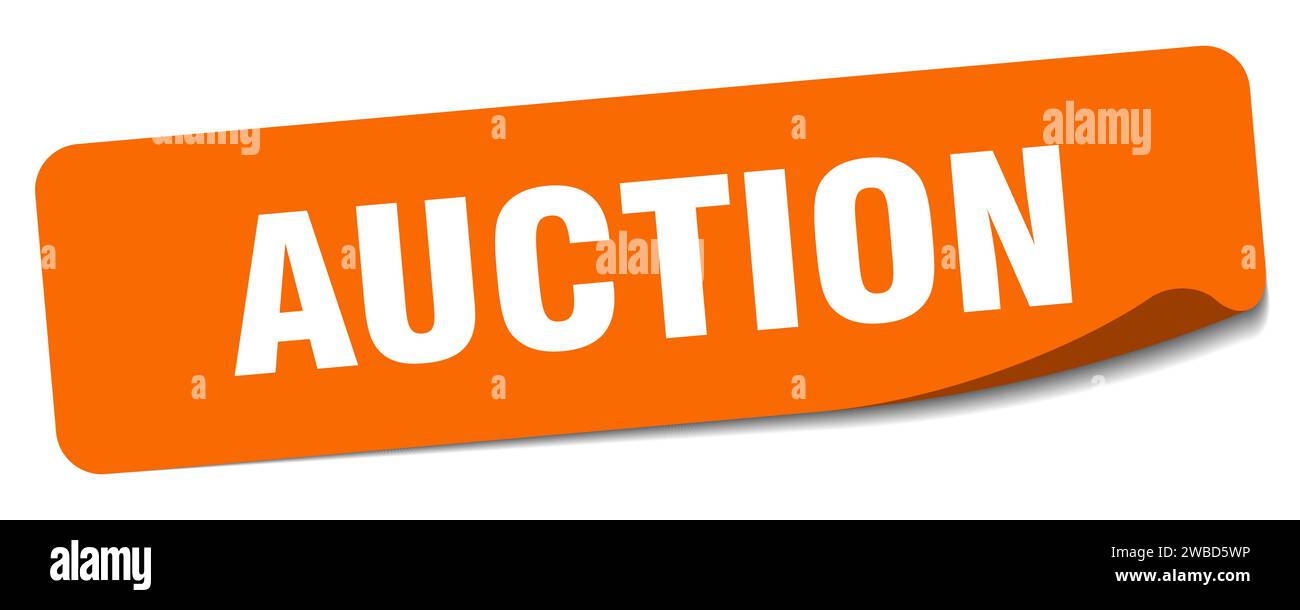 auction sticker. auction rectangular label isolated on white background ...