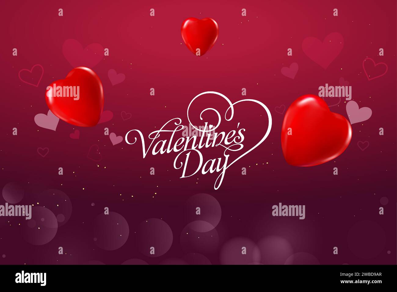 Valentines day background with heart pattern and typography of happy valentines day text . Stock Vector