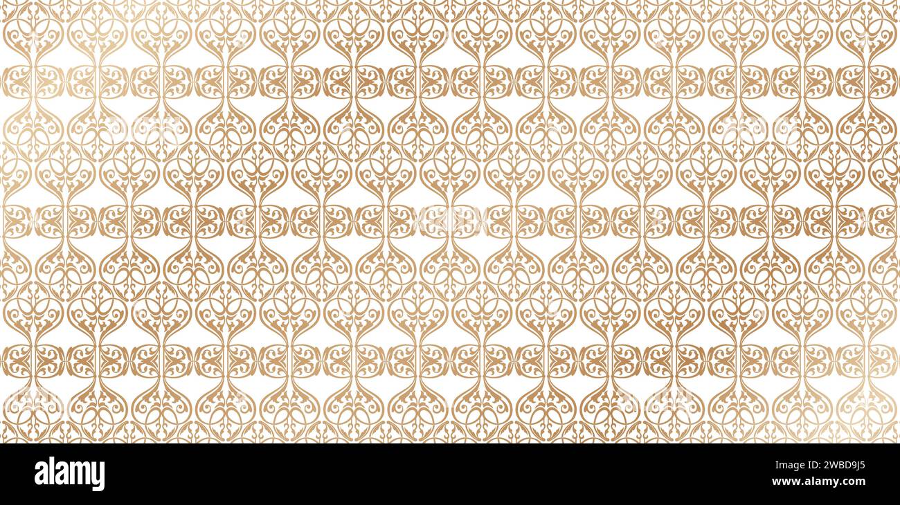 Seamless pattern of gold ornament on isolated white background Vector ...