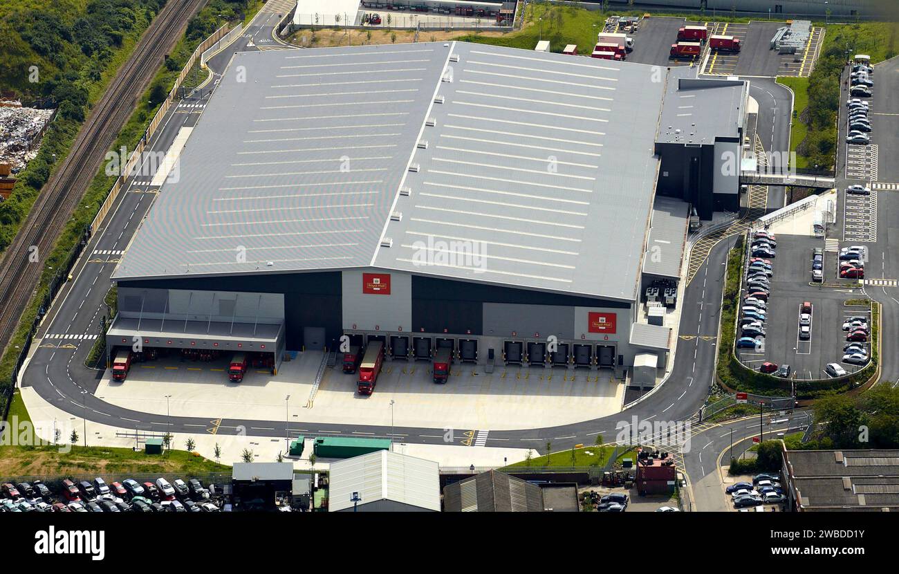 New Royal mail distribution centre, Medway, Kent, South East England UK, shot from the air Stock Photo