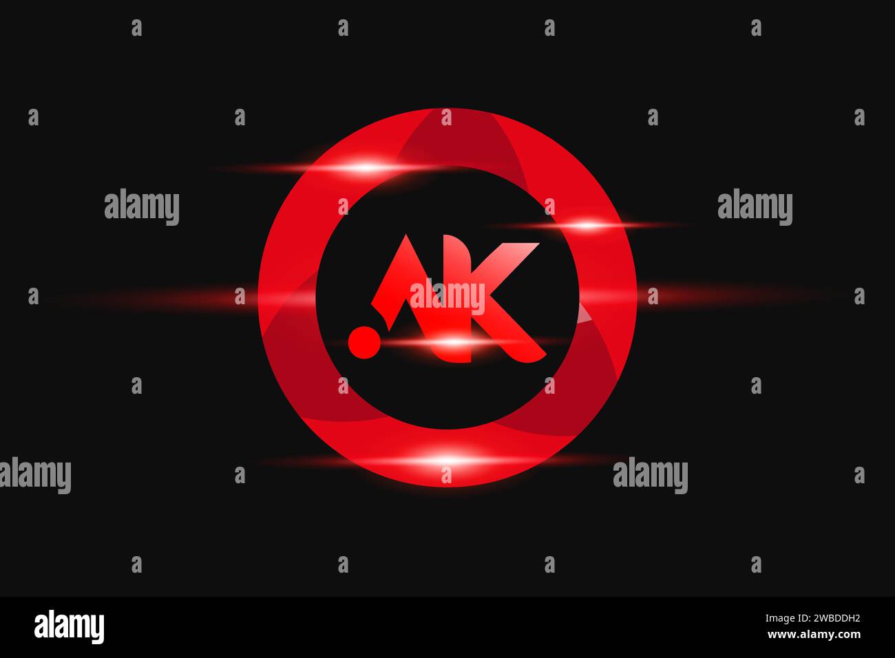 AK Red logo Design. Vector logo design for business. Stock Vector