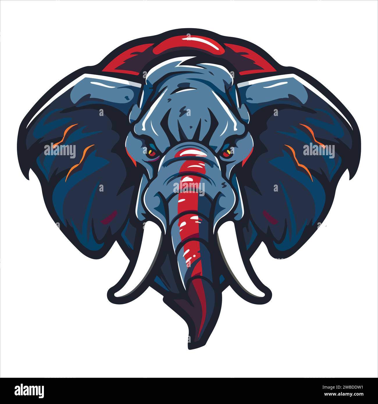 elephant mascot logo design vector with modern illustration concept style for badge, emblem and tshirt printing. angry elephant illustration with feet Stock Vector