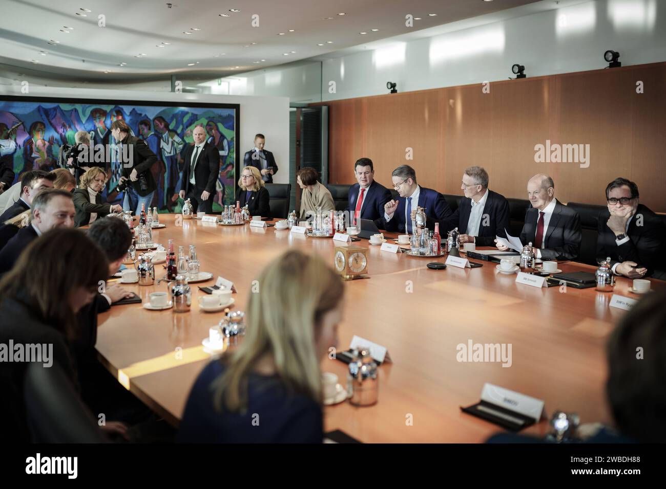 Uebersicht aufgenommen im Rahmen einer Sitzung des Kabinetts. Berlin, 10.01.2024. Berlin Deutschland *** Overview recorded during a meeting of the Cabinet Berlin, 10 01 2024 Berlin Germany Copyright: xJaninexSchmitzx Stock Photo