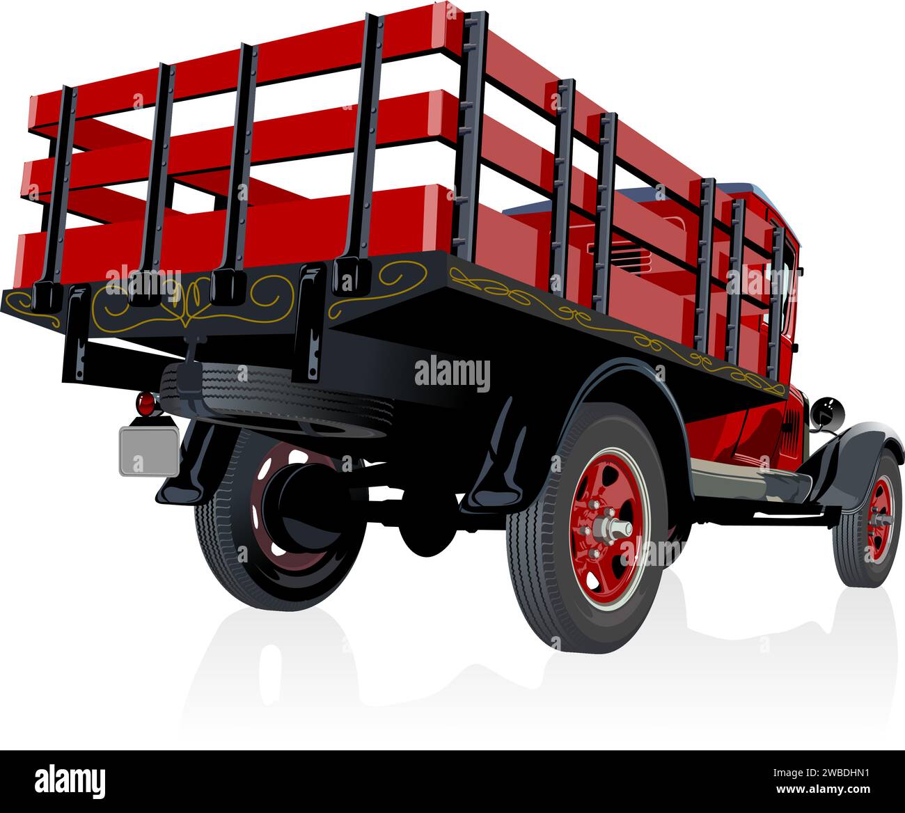 Vector retro truck. Available eps-10 vector format separated by groups with transparency effects for one-click repaint Stock Vector