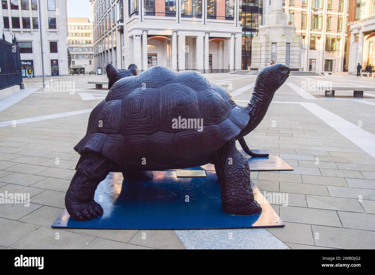 London, UK. 10th January 2024. Wild About Babies by Gillie and Marc in Paternoster Square, a free outdoor exhibition featuring sculptures of animal babies and a giant gorilla, which aims to raise awareness of endangered species and wildlife conservation. Credit: Vuk Valcic/Alamy Live News Stock Photo