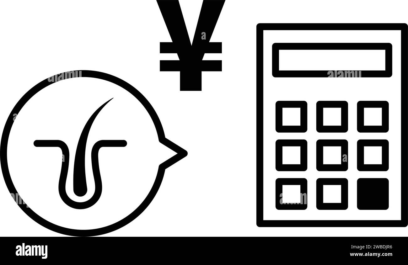 AGA (thinning hair treatment) and calculator (price) icons, image of