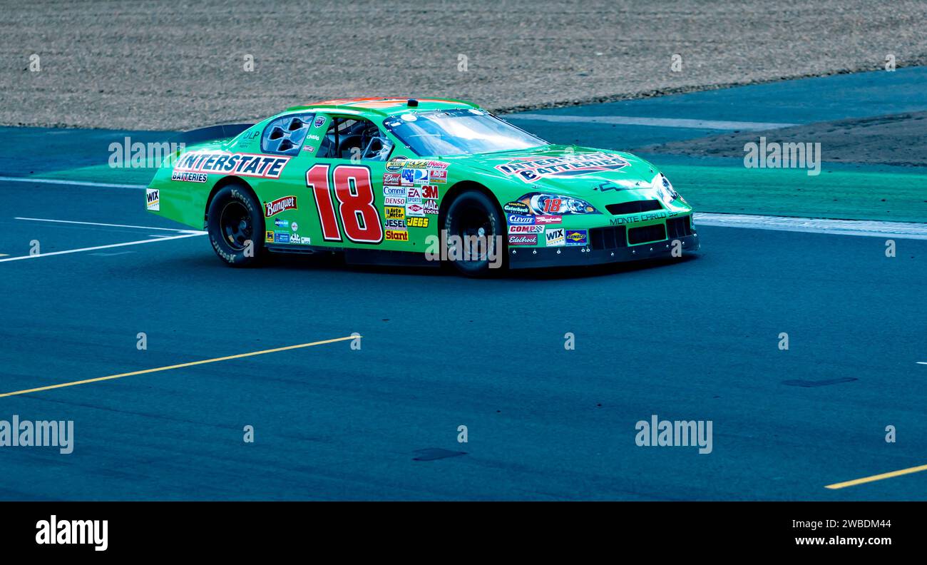 Warren Briggs, 2003, Chevrolet Monte Carlo, taking part in the 75th Anniversary of Nascar Demonstration, at the 2023 Silverstone Festival Stock Photo