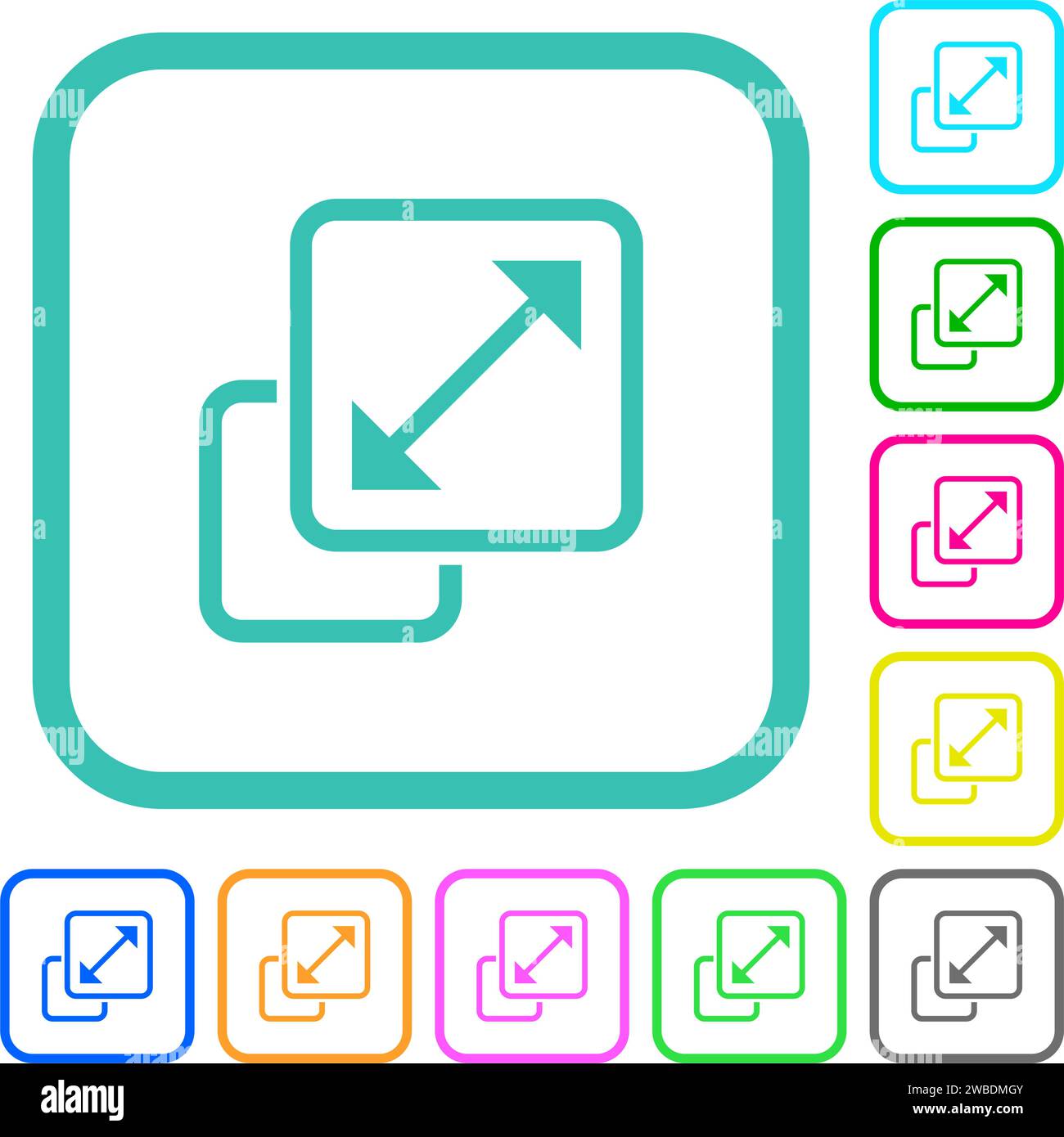 Resize element outline vivid colored flat icons in curved borders on ...