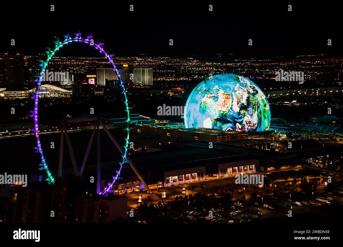 Las Vegas, Nevada, USA November 7th, 2023 MSG Sphere and High Roller