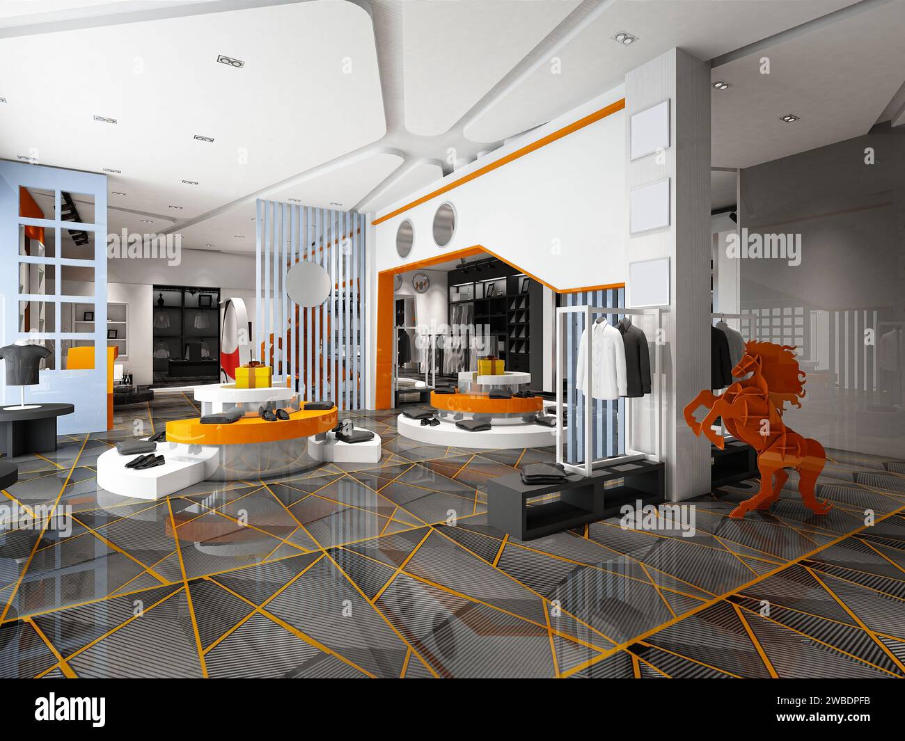 3d render shop interior Stock Photo