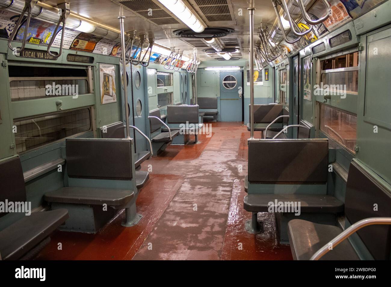 The vintage charm of an old New York subway car at Transit Museum in Brooklyn, New York, United States Stock Photo