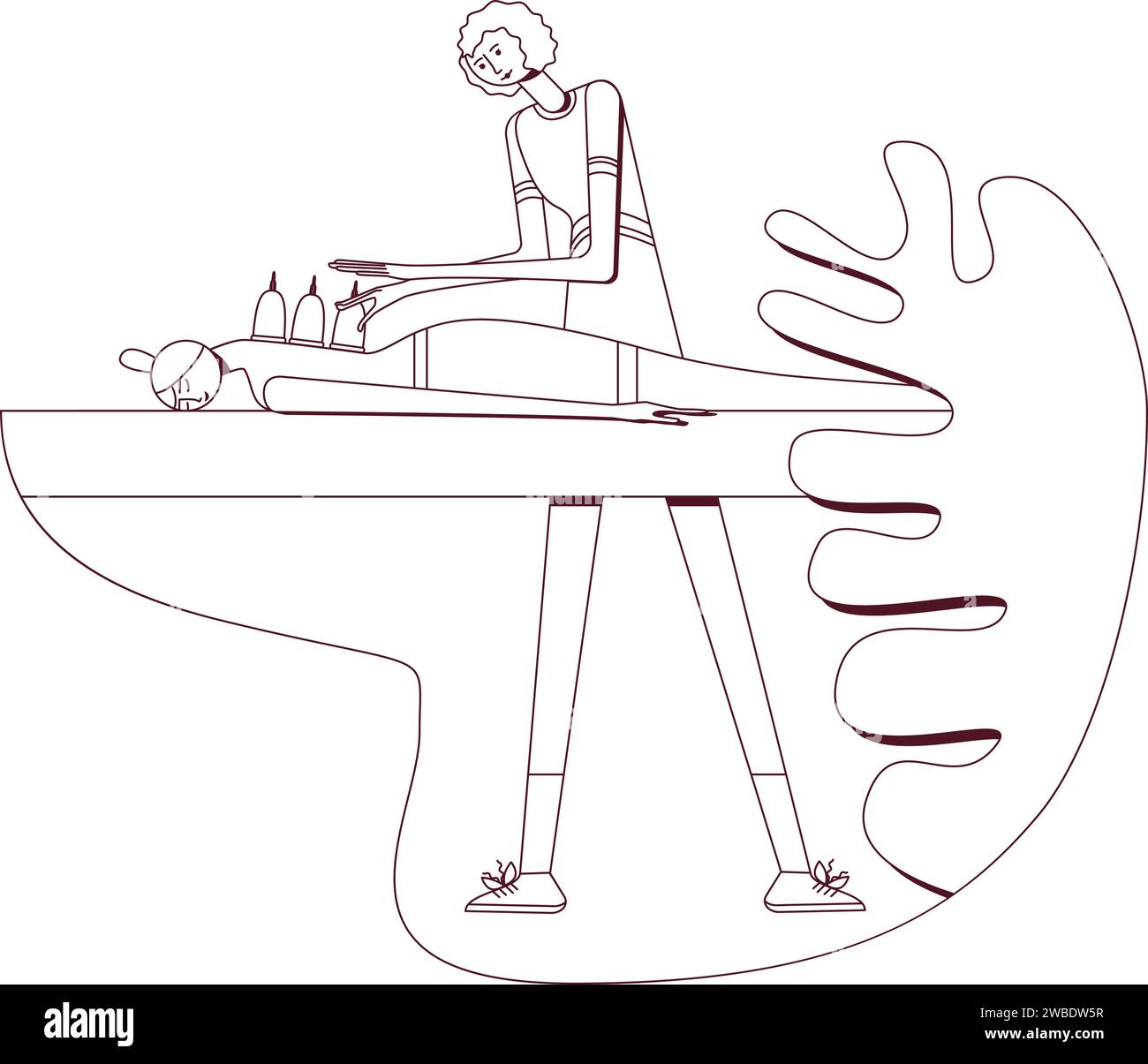 Wellness cupping vacuum back massage with professional massage