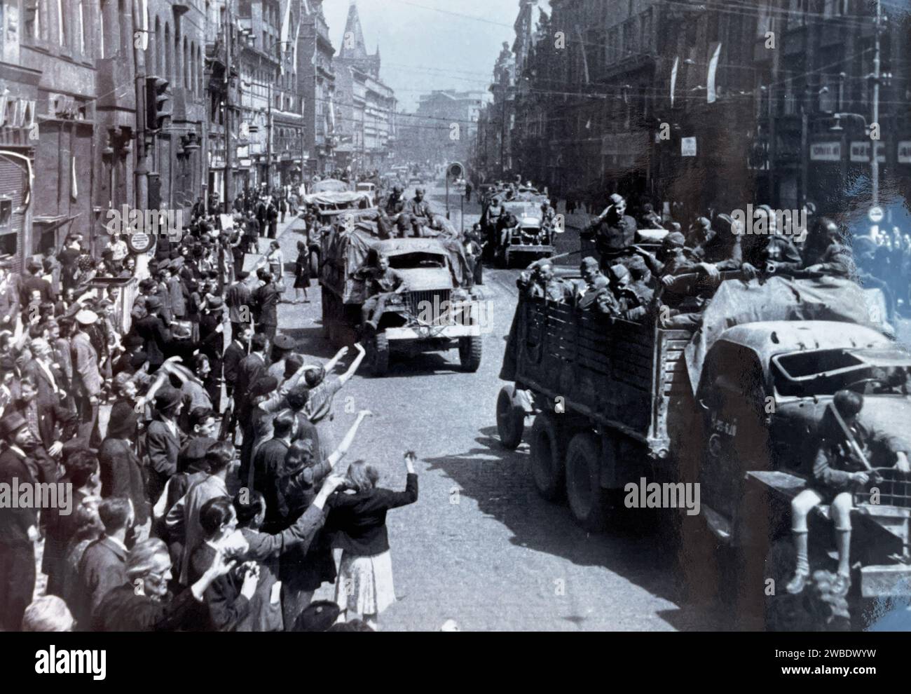 RED ARMY ENTERS PRAGUE, Czechoslovakia, 9 May 1945. Stock Photo