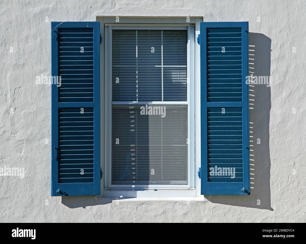 Blue Window Shutters, Open Stock Photo Alamy