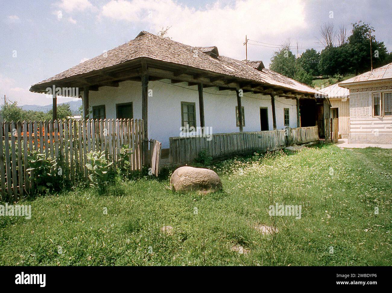 Old simple traditional house in Vrancea County, Romania, approx. 1991 Stock Photo
