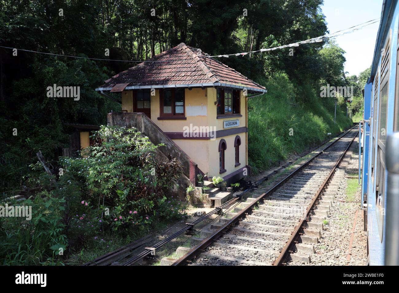 The old signal box at Kadimaguwa on the Colombo to Kandy railway, Sri Lanka Stock Photo