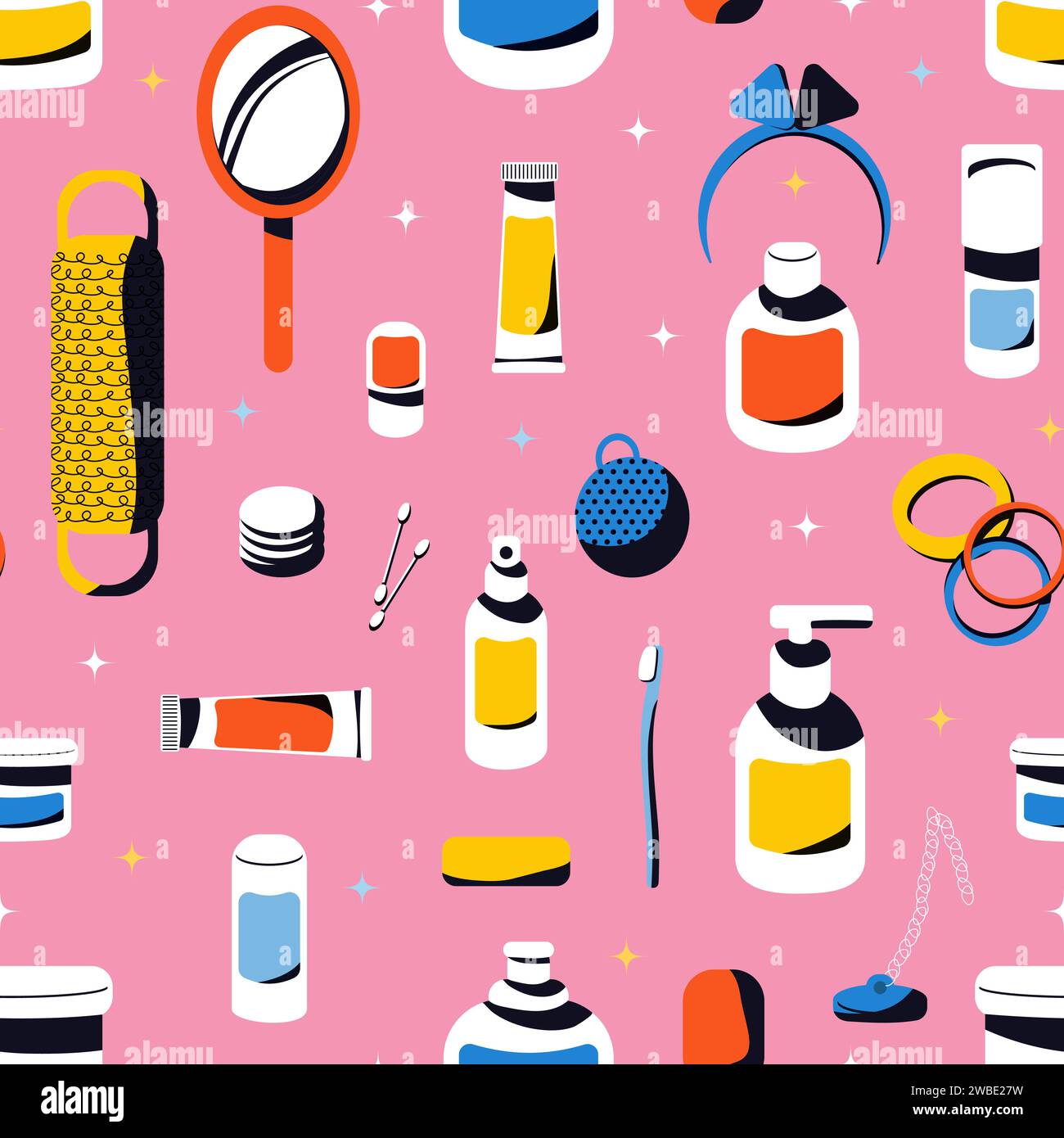 Seamless pattern with bath accessories vector illustration Stock Vector