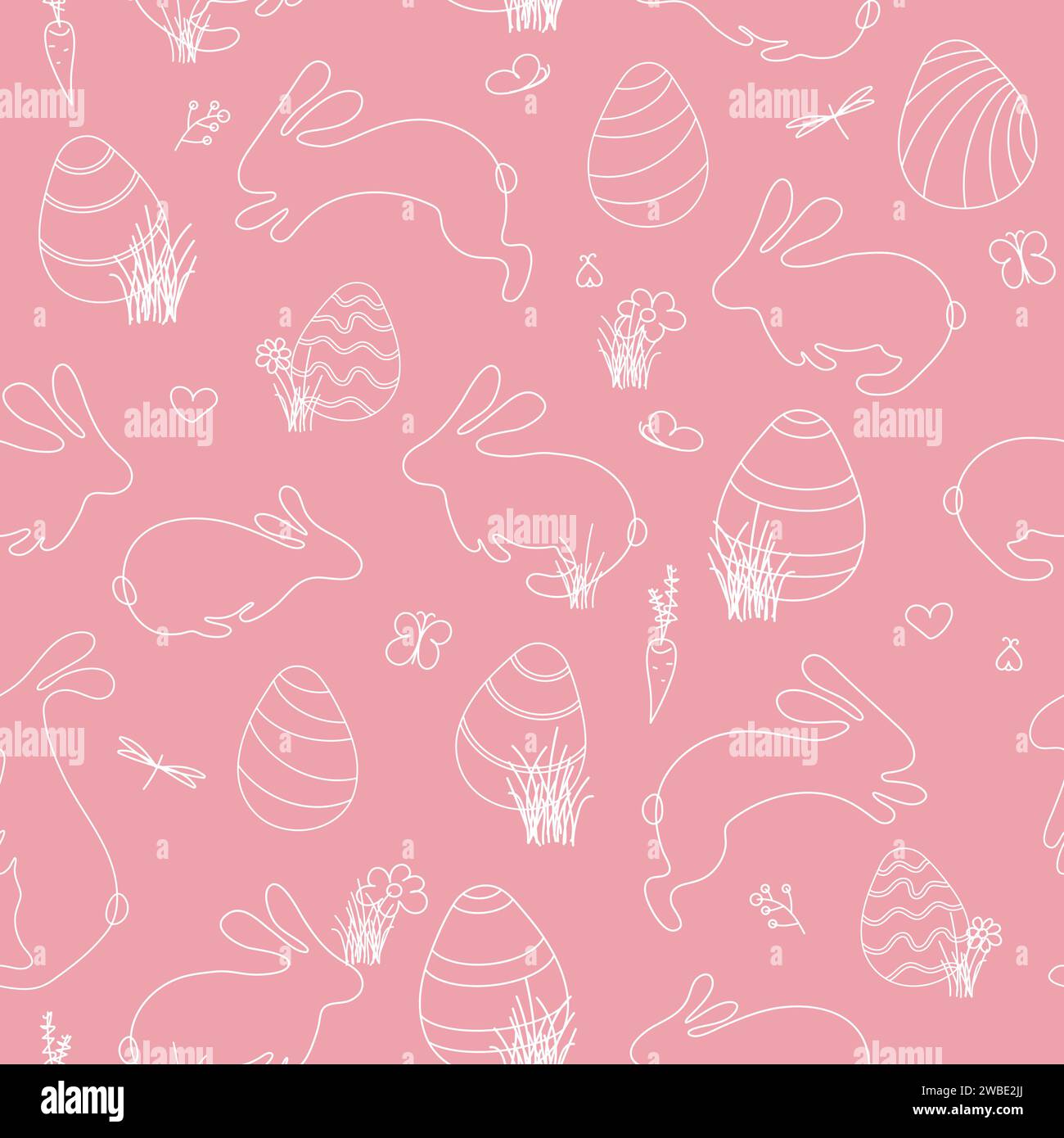 Easter seamless pattern with eggs bunnies vector illustration Stock ...