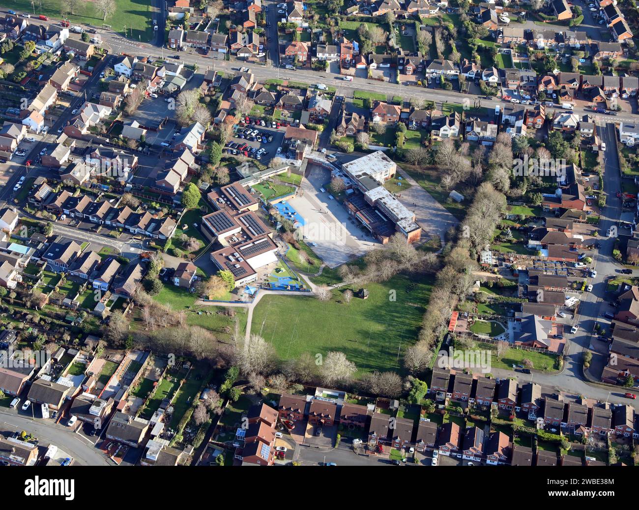 aerial view of Glynne Primary School in Kingswinford, Dudley, West Midlands Stock Photo