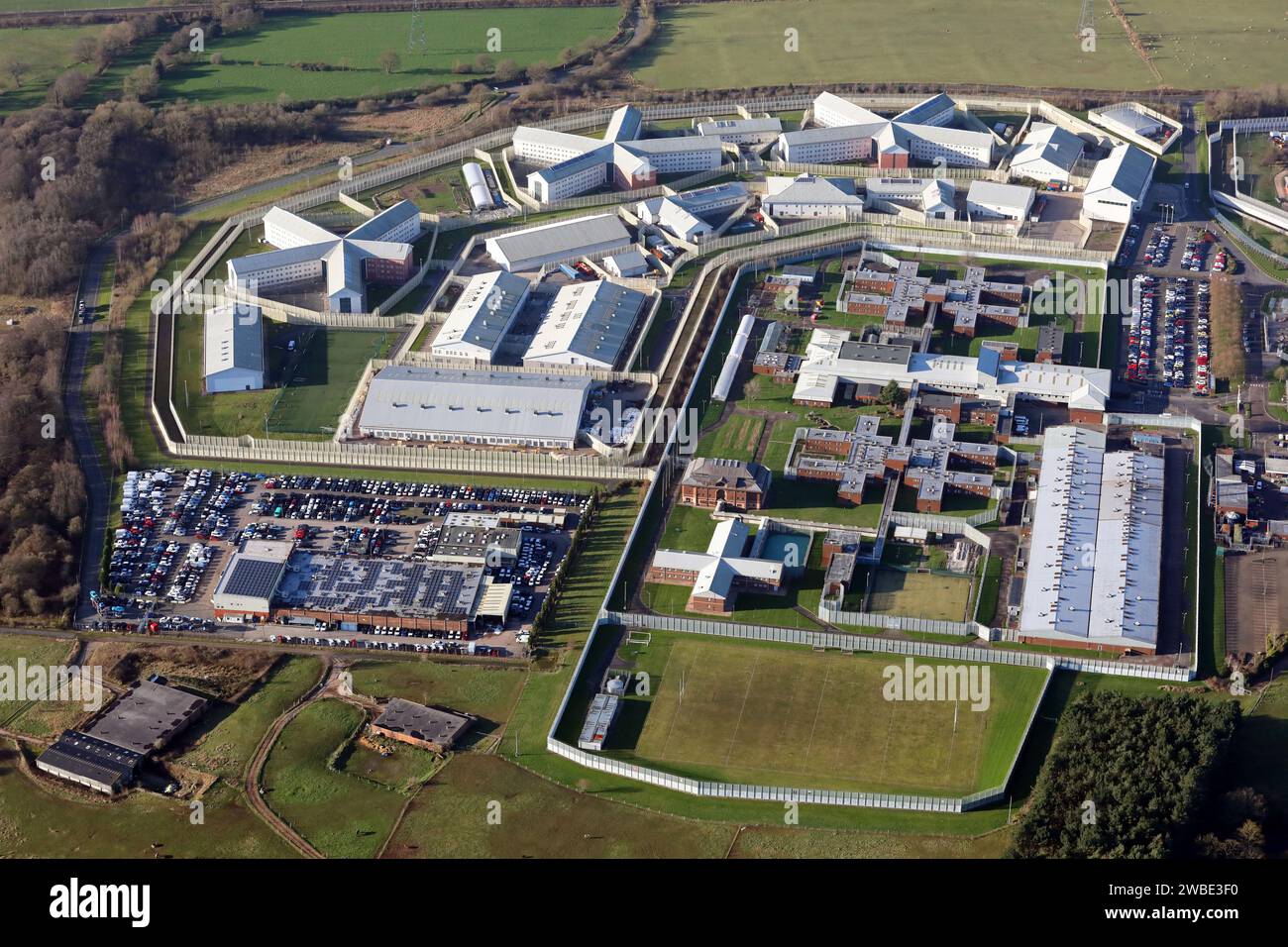 aerial view of HMP Featherstone & HMP Oakwood Stock Photo