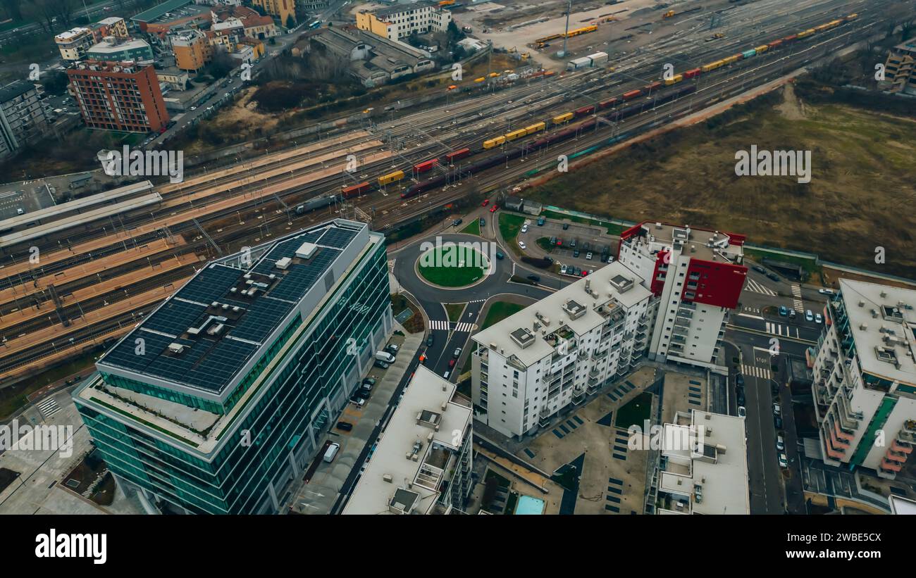 Aerial view Santa Giulia, Milan, Italy 3.01.2023 residential area on the south-eastern outskirts of Milan, between the districts of Rogoredo and Stock Photo