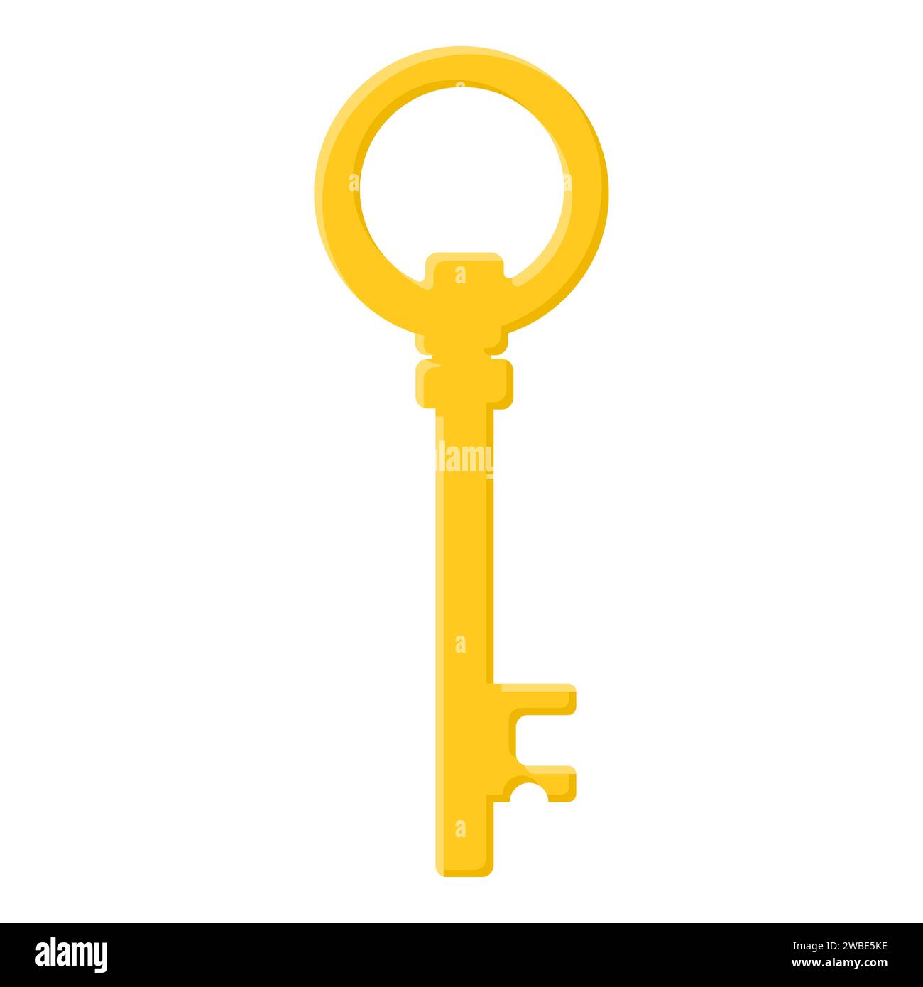 Golden key isolated on white background. Cartoon style. Vector ...