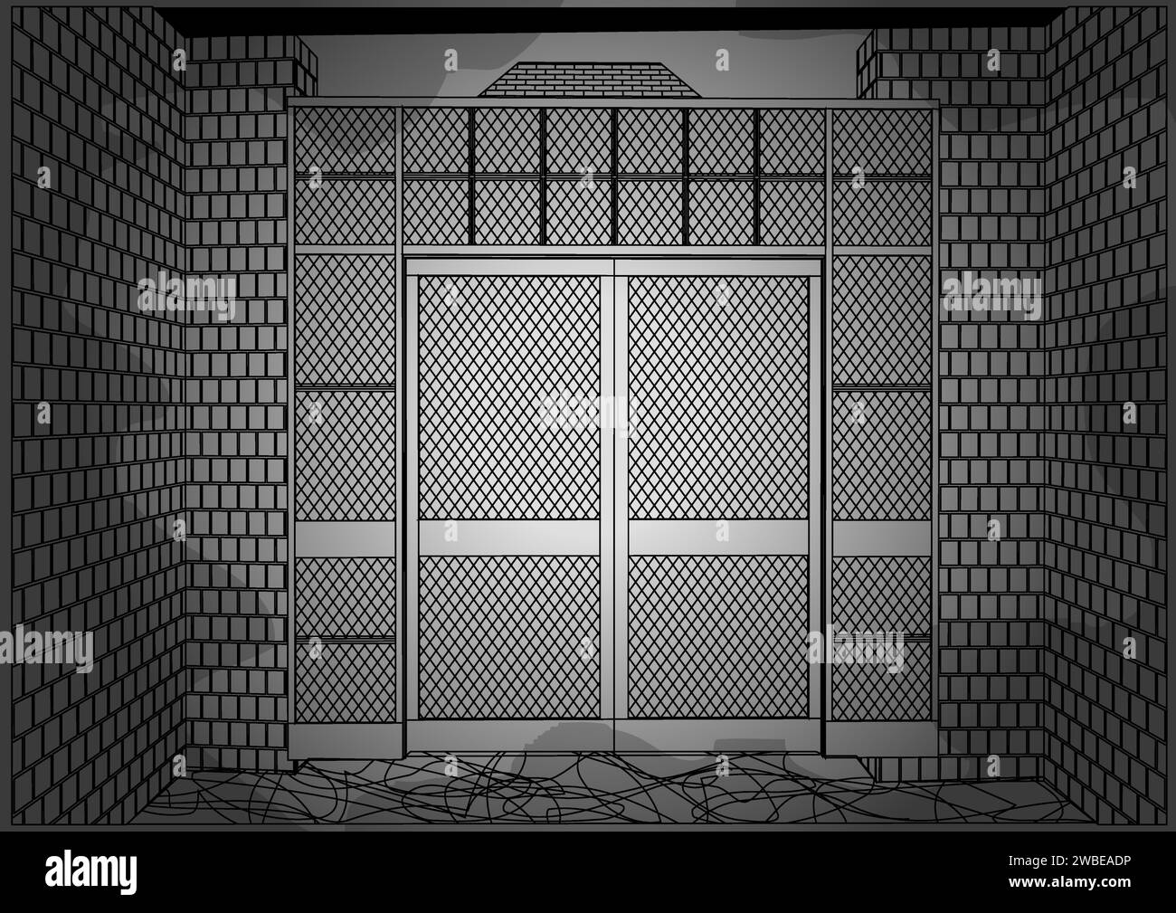 prison abstract illustration building interior Stock Vector