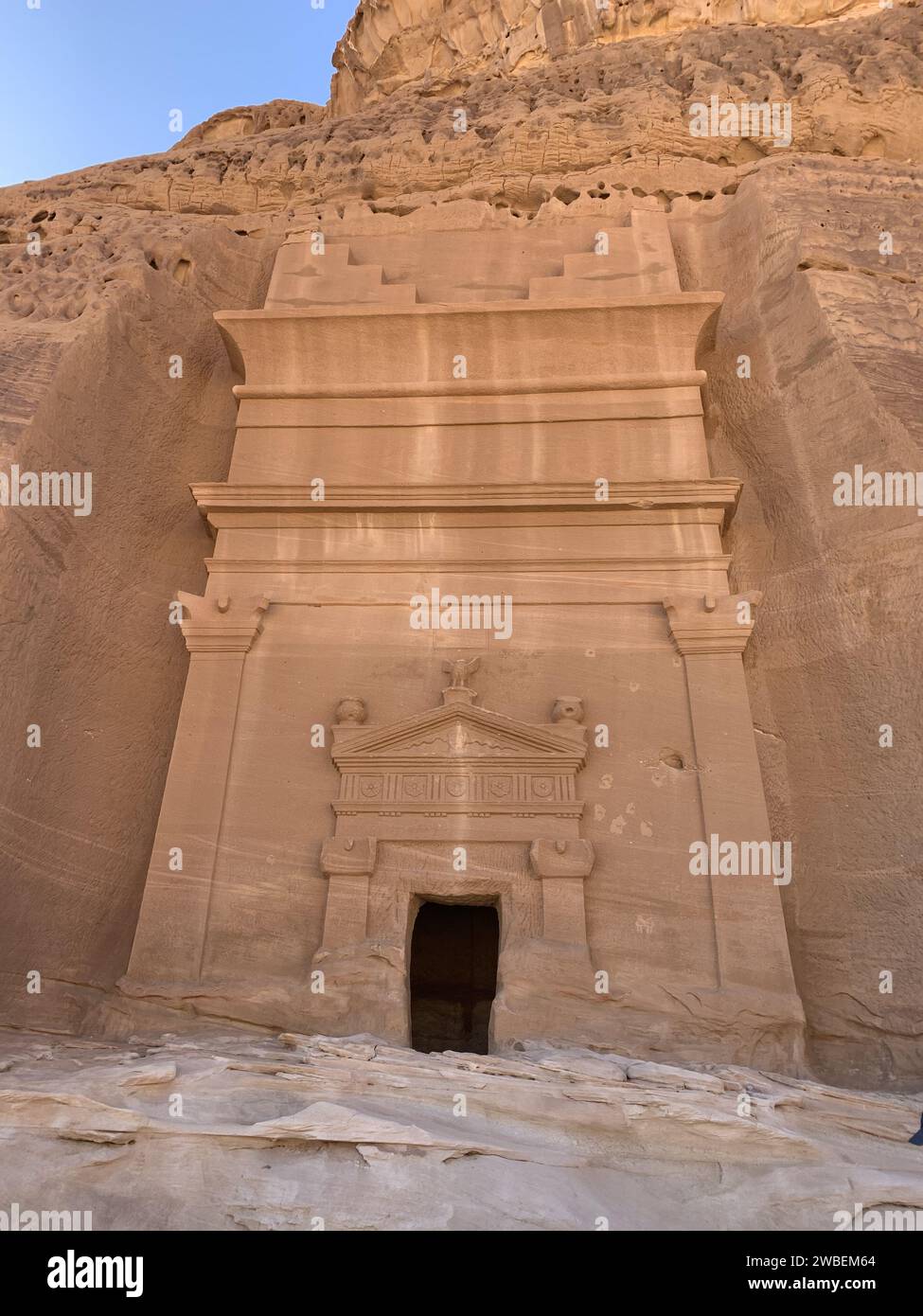 The tombs of Hegra (a.k.a. Mada'in Salih or Al-Hijr) the ancient city of the Nabataean Empire located near Al-Ula, Saudi Arabia Stock Photo