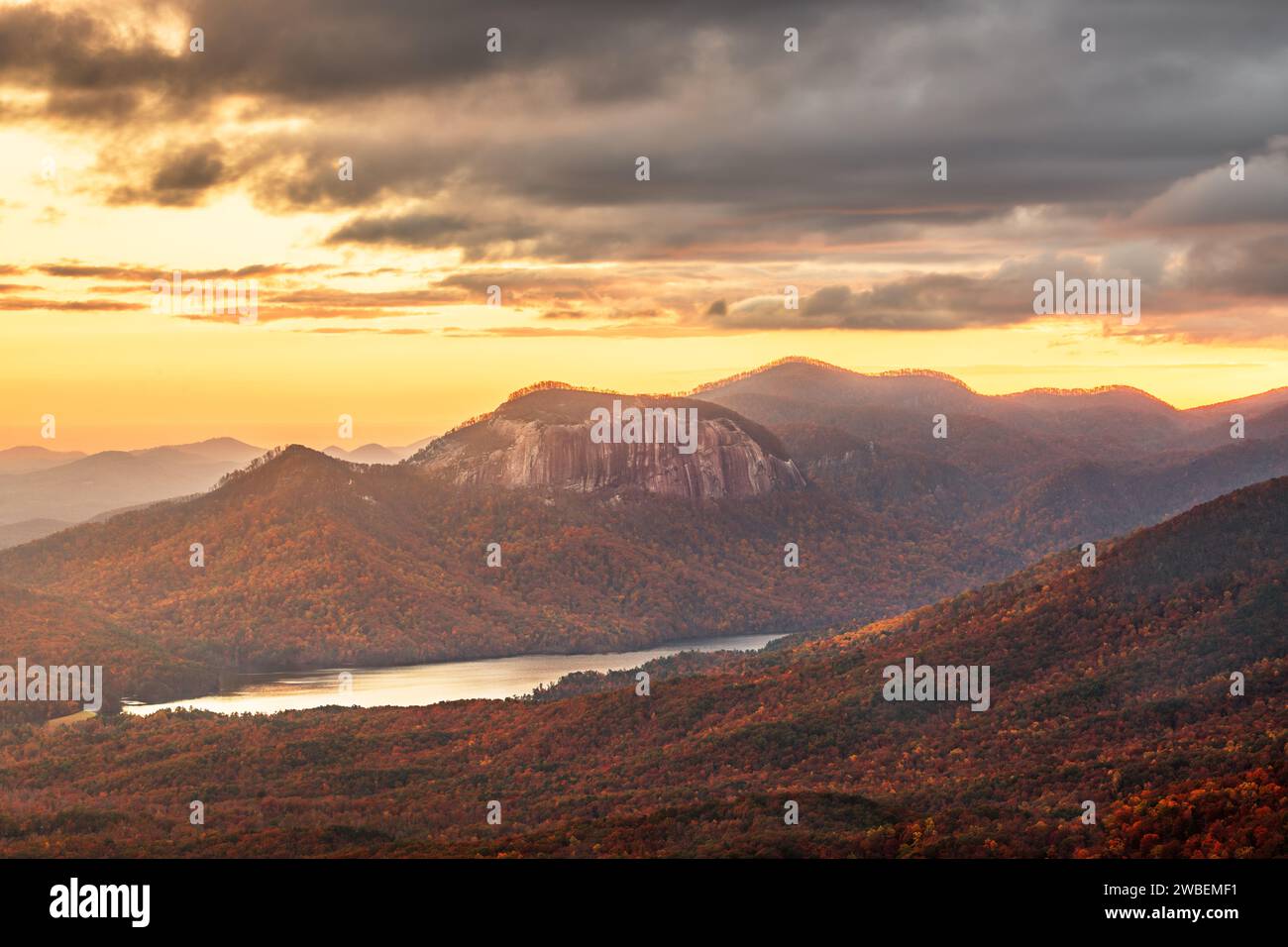 Table Rock State Park, South Carolina, USA at dusk in autumn. Stock Photo