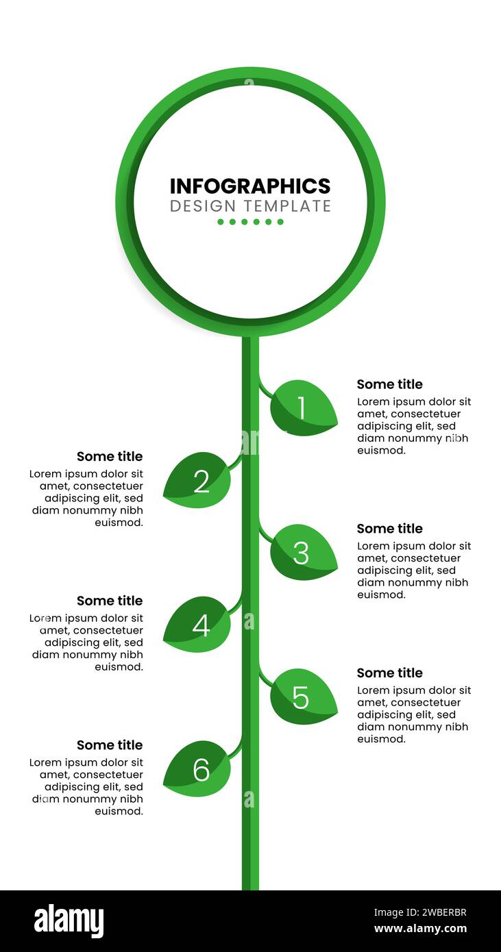 Plant Process Workflow Infographic template with 6 options or steps. Abstract green plant. Can ...