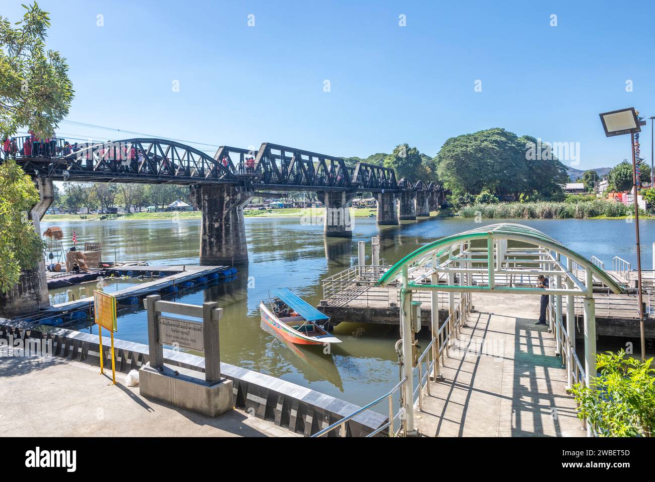 Bridge over the River Kwai, Kanchanaburi, Vietnam. Stock Photo