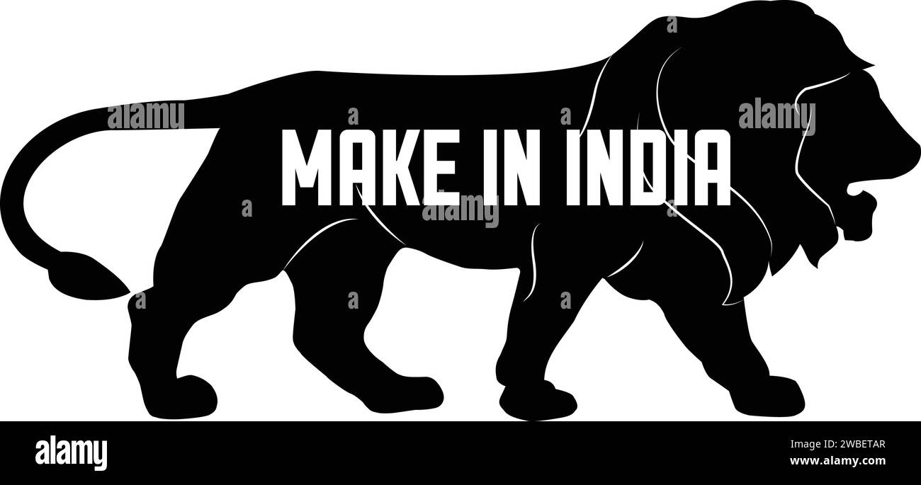 Make in India Vector icon | Make in India lion symbol | lion symbol Stock Vector