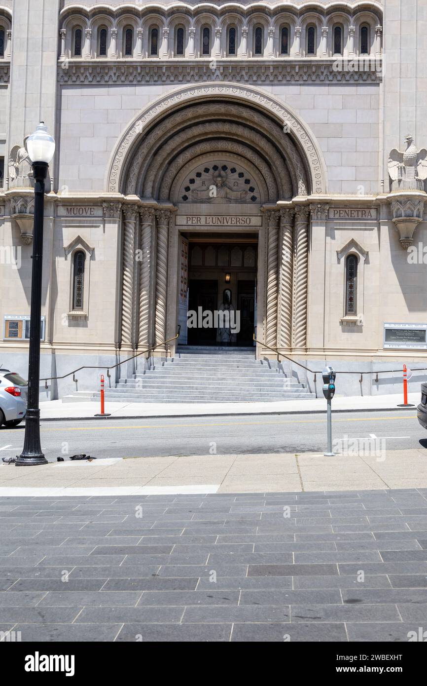 Entrance Door To Saints Peter and Paul Church In San Francisco, June 24, 2023 Stock Photo
