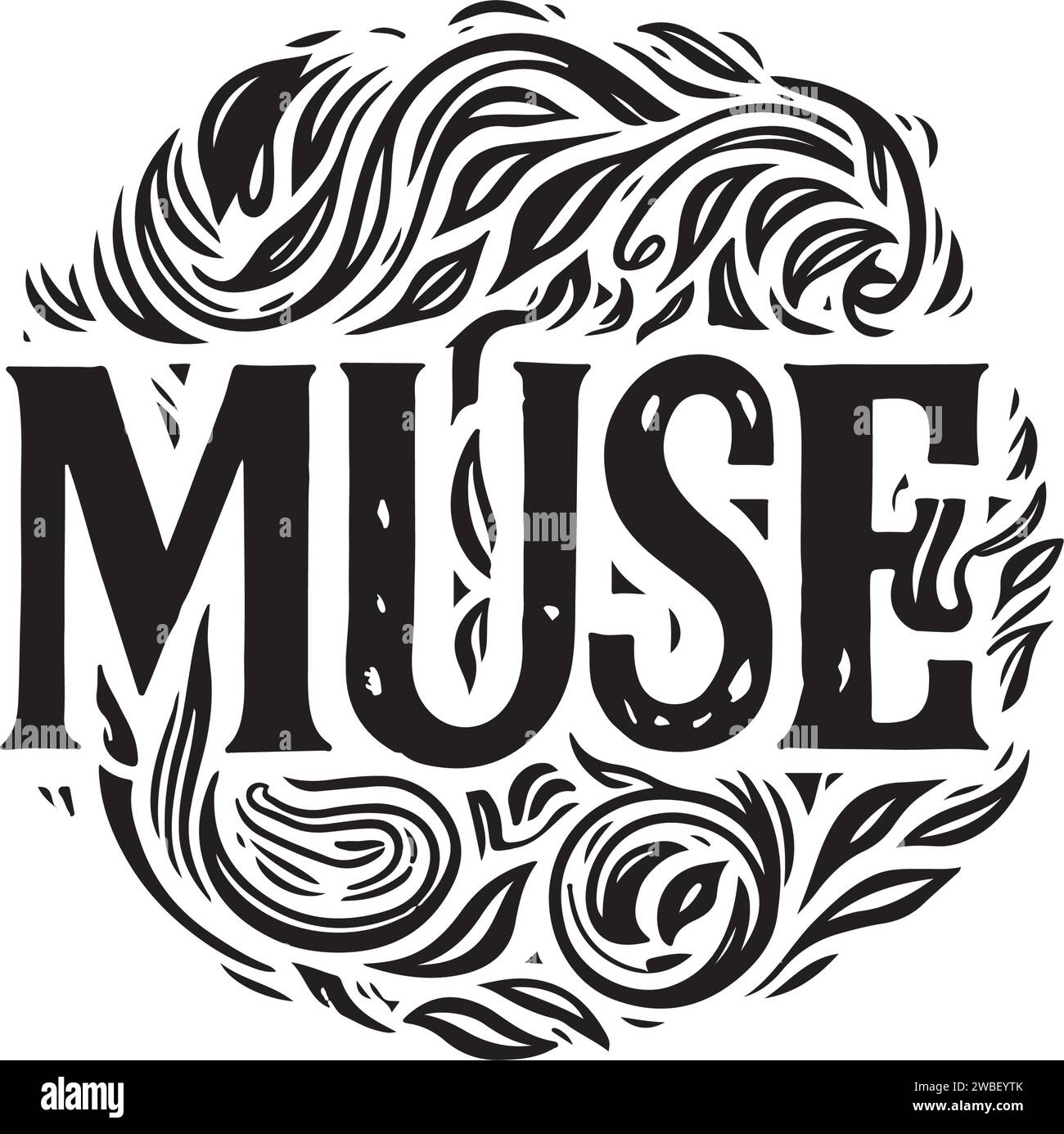 Muse slogan lettering calligraphy logo t shirt vector Stock Vector