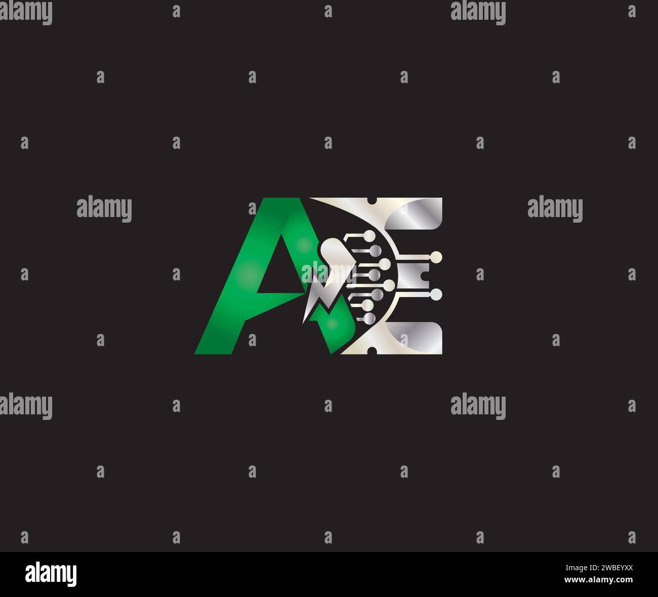 AE letter Logo Design Green or Silver Color Creative Technology ...