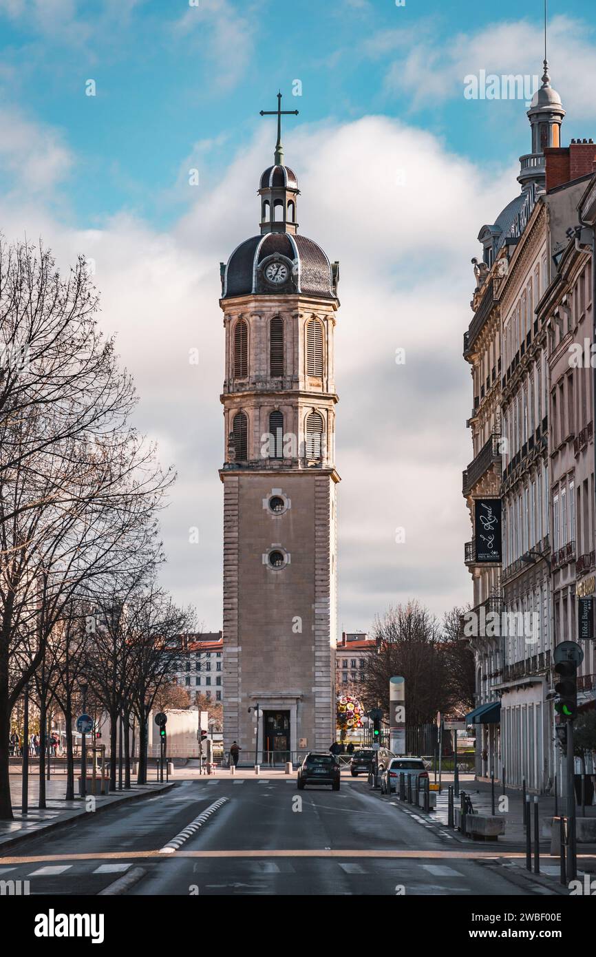 Lyon, France - JAN 25, 2022: The Place Antonin-Poncet is a square located in the Bellecour quarter, in the 2nd arrondissement of Lyon, France. Stock Photo