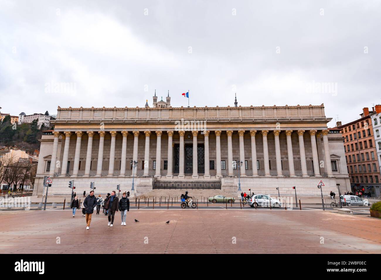 Lyon, France - January 30, 2022: The Lyon Court of Appeal, historic Lyon courthouse, in neo-classical style, located Place Duquaire in the fifth arron Stock Photo
