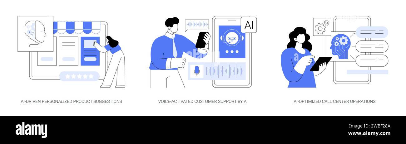 AI Customer Service abstract concept vector illustrations. Stock Vector