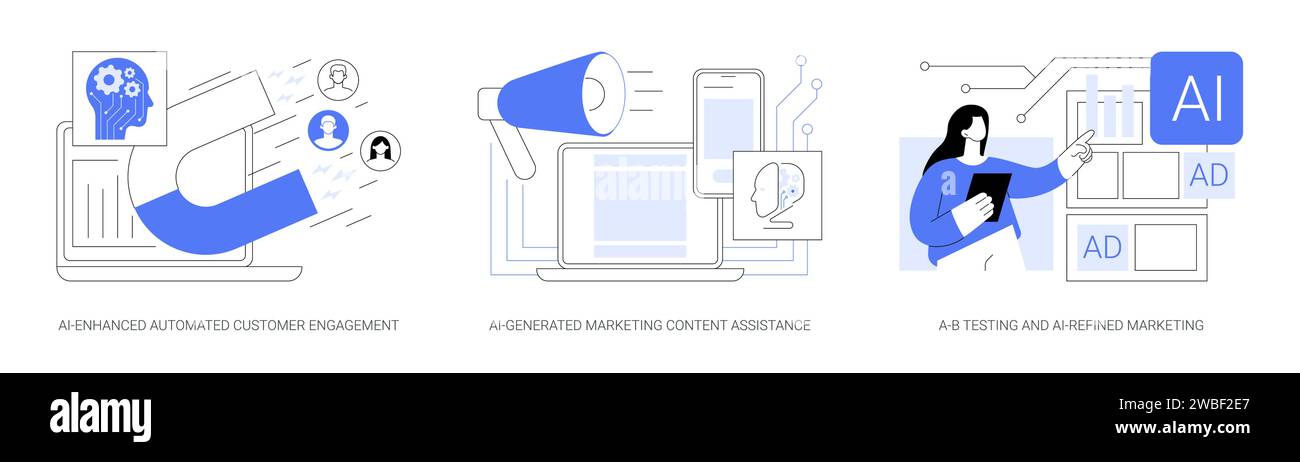 AI in product advertising abstract concept vector illustrations Stock ...