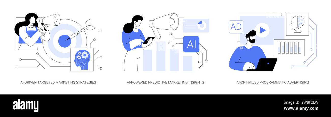 AI in Marketing abstract concept vector illustrations Stock Vector ...
