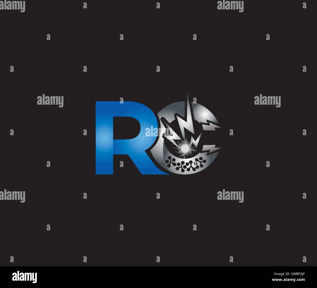 Electric Energy abstract RC letter creative logo Technology Design Blue ...