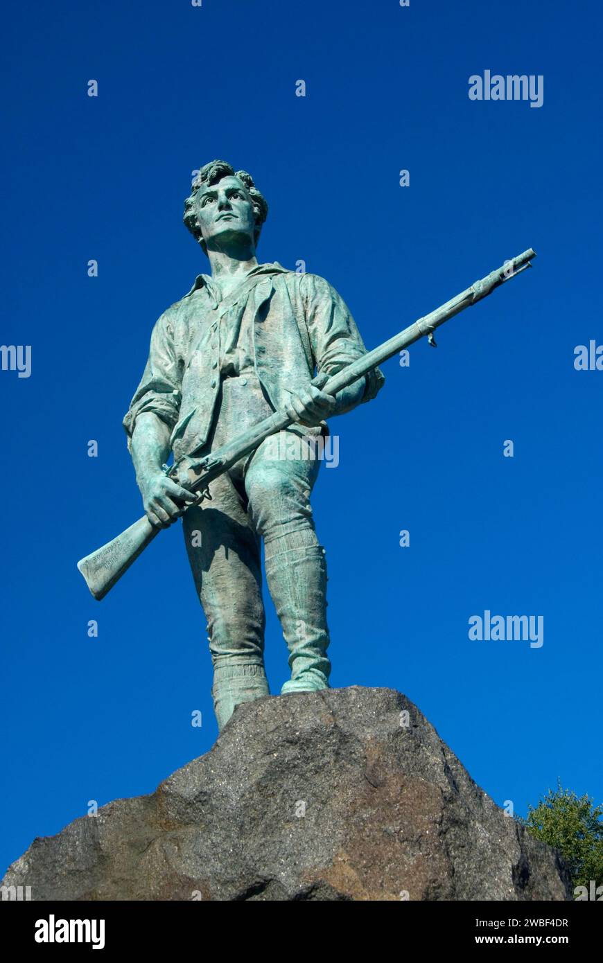 Captain Parker statue, Lexington Green, Lexington, Massachusetts Stock Photo