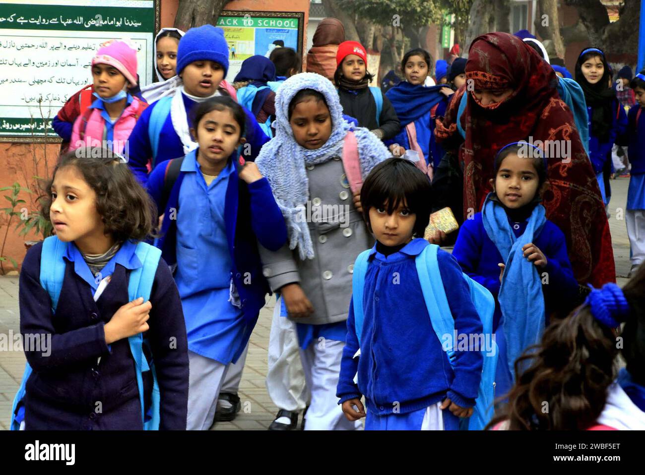 Students of local school leave after attend classes, as per government announcement all