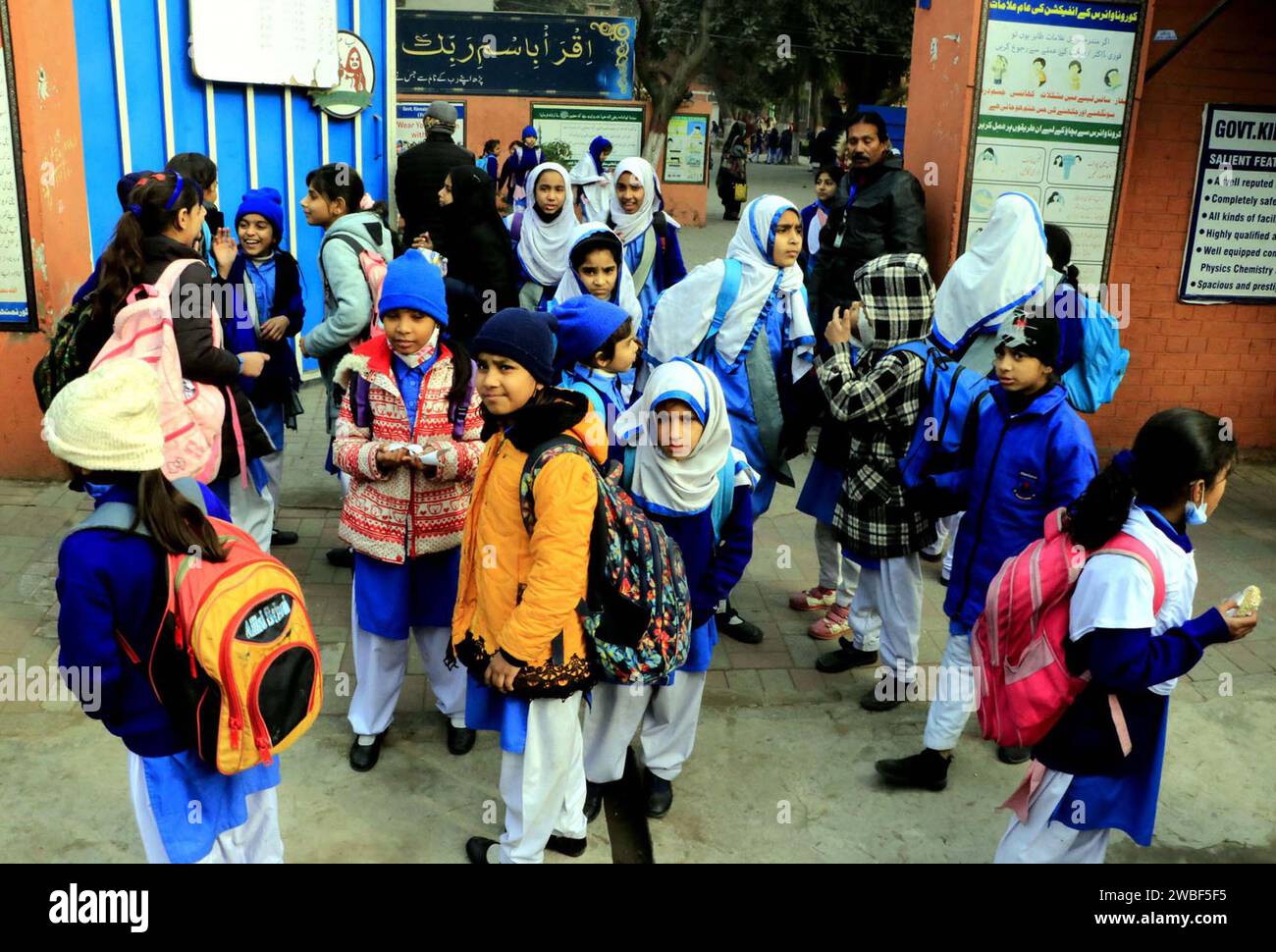 Students of local school leave after attend classes, as per government
